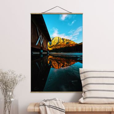 Fabric print with poster hangers - Reflected Mountains In the Dolomites - Portrait format 2:3