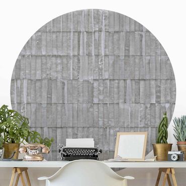 Self-adhesive round wallpaper concrete - Concrete Brick Wallpaper
