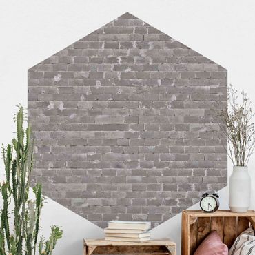 Self-adhesive hexagonal wall mural - Concrete Brick