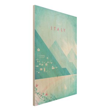 Print on wood - Travel Poster - Italy