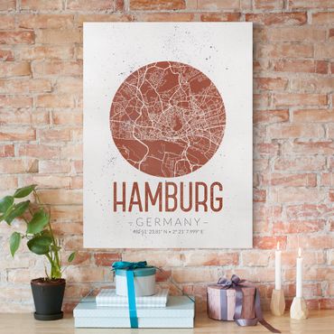 Print on canvas - Hamburg City Map - Retro