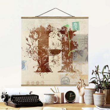 Fabric print with poster hangers - Vintage Gold Alphabet Letter H