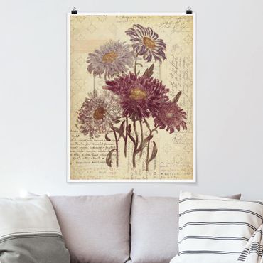 Poster - Vintage Flowers With Handwriting