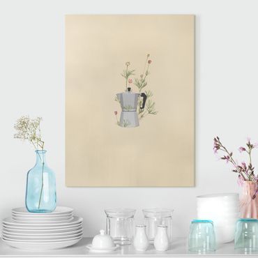 Print on canvas - Bialetti with flowers - Portrait format 3:4