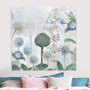 Print on canvas - Blue allium umbels in the wind - Square 1:1