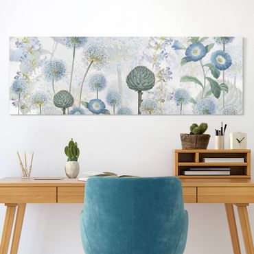 Print on canvas - Blue allium umbels in the wind - Panorama 3:1