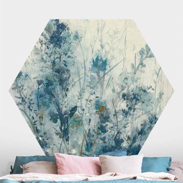 Self-adhesive hexagonal pattern wallpaper - Blue Spring Meadow I
