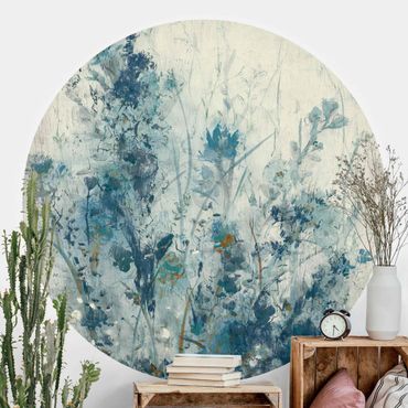 Self-adhesive round wallpaper - Blue Spring Meadow I