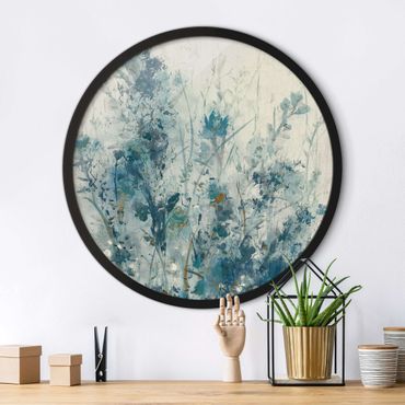 Circular framed print - Blue Spring Meadow I