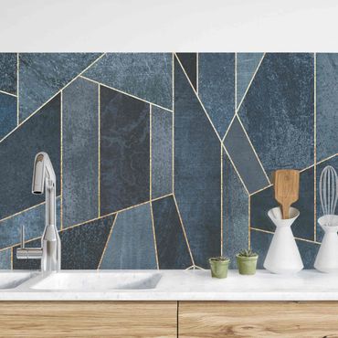 Kitchen wall cladding - Blue Geometry Watercolour  II