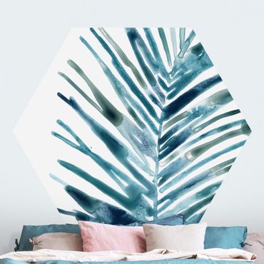 Self-adhesive hexagonal pattern wallpaper - Blue Tropical Jewel II