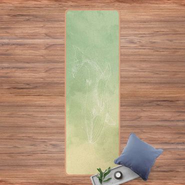 Yoga mat - Blue Whale On Green Watercolour