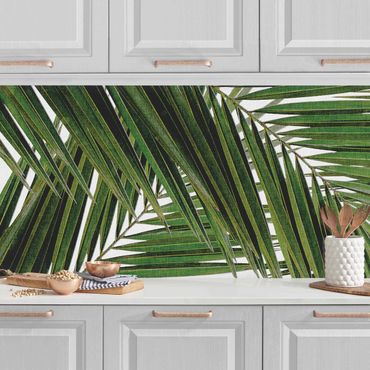 Kitchen wall cladding - View Through Green Palm Leaves