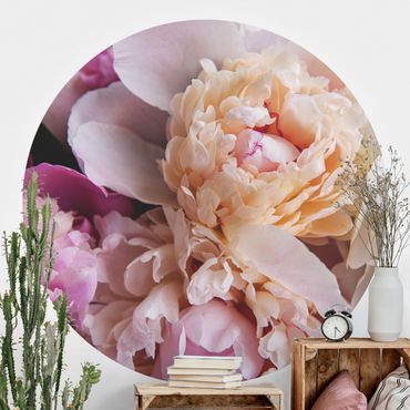 Self-adhesive round wallpaper - Blooming Peonies