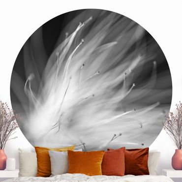 Self-adhesive round wallpaper - Pollen Black And White
