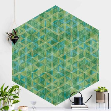 Self-adhesive hexagonal pattern wallpaper - Flower Of Life Colour Cast