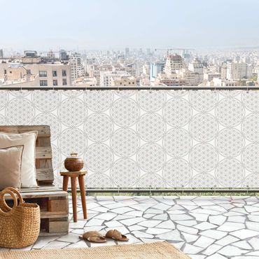 Balcony privacy screen - Flower of Life Pattern Silver