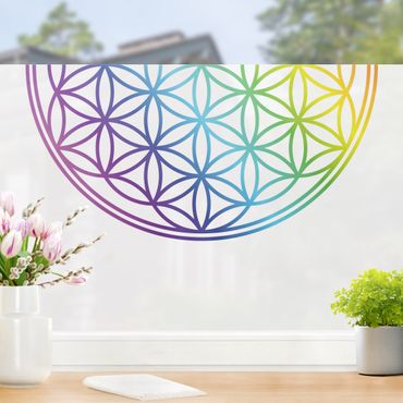 Window decoration - Flower of Life Rainbow Colour Border