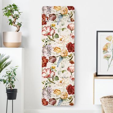 Coat rack modern - Flowers Watercolour Vintage Pattern on Beige