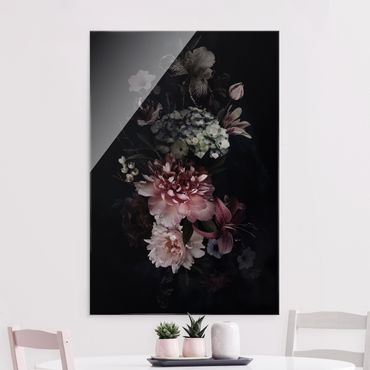 Glass print - Flowers With Fog On Black