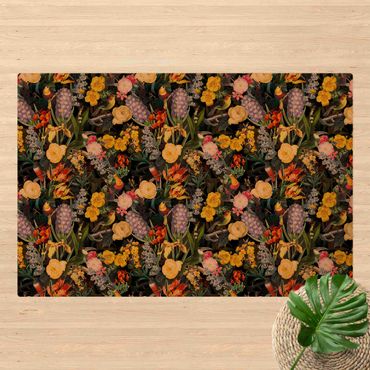 Cork mat - Flowers With Colourful Tropical Birds - Landscape format 3:2