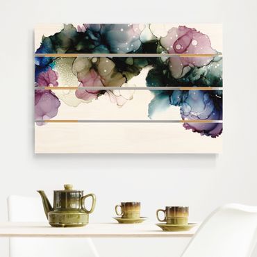 Print on wood - Floral Arches With Gold