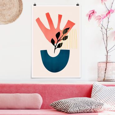 Poster art print - Flower Salute In Pink And Blue - 2:3