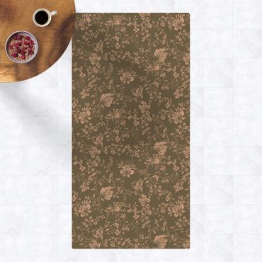 Cork mat - Flower Tendrils On Green - Portrait format 1:2
