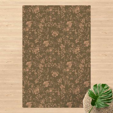 Cork mat - Flower Tendrils On Green - Portrait format 2:3
