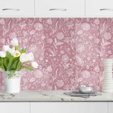 Kitchen wall cladding - Flower Dance On Antique Pink II