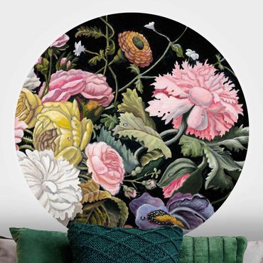 Self-adhesive round wallpaper - Flower Dream Bouquet