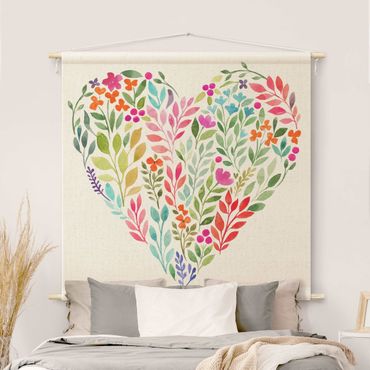 Tapestry - Flowery Watercolour Heart-Shaped