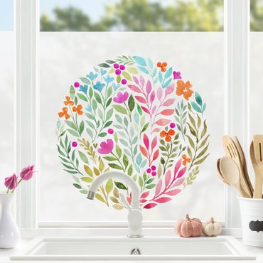 Window decoration - Flowery Watercolour Circular