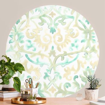 Self-adhesive round wallpaper - Bohemian Watercolour Ornament