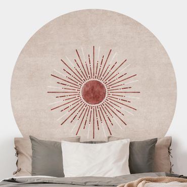Self-adhesive round wallpaper - Boho Sun I