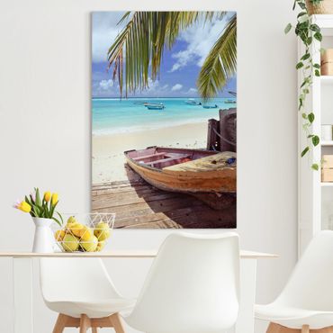 Print on canvas - Boat Beneath Palm Trees