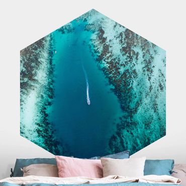 Self-adhesive hexagonal pattern wallpaper - Boat Trip