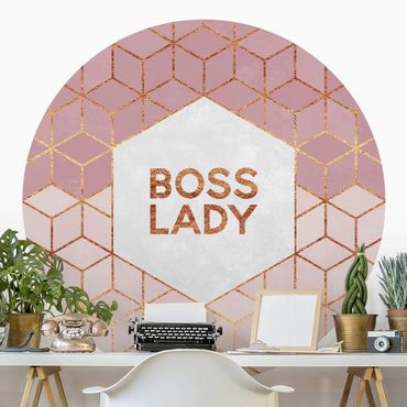 Self-adhesive round wallpaper - Boss Lady Hexagons Pink