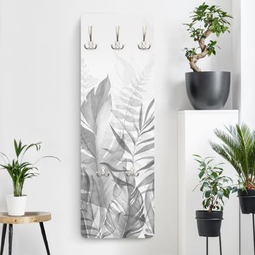 Coat rack modern - Botany - Tropical Leaves Grey
