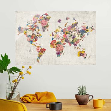 Glass print - Botanical world map