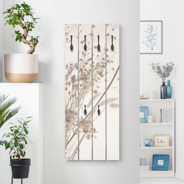 Wooden coat rack - Bouquet Of Ornamental Grass And Flowers