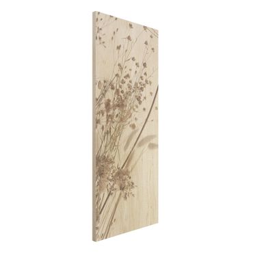 Wood print - Bouquet Of Ornamental Grass And Flowers