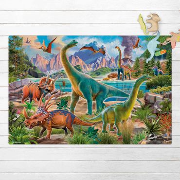 Cork mat - Brachiosaurus And Tricaterops - Landscape format 3:2