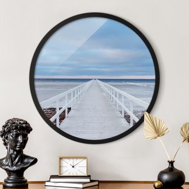 Circular framed print - Bridge In Sweden