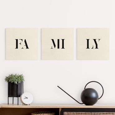 Print on canvas - Letters FAMILY Black Set I