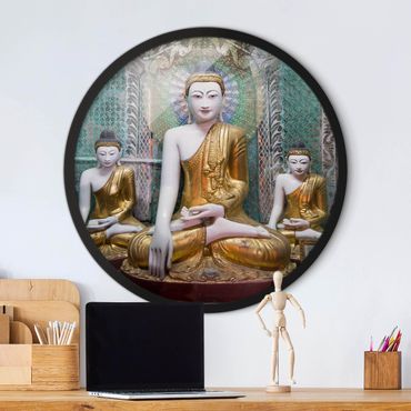 Circular framed print - Buddha Statues