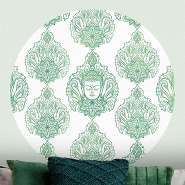Self-adhesive round wallpaper - Buddha And Lotus