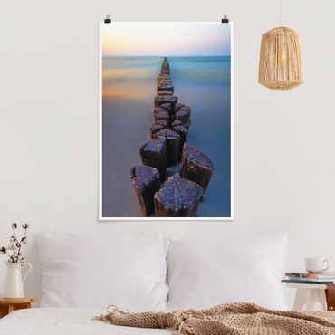 Poster - Groynes At Sunset At The Ocean