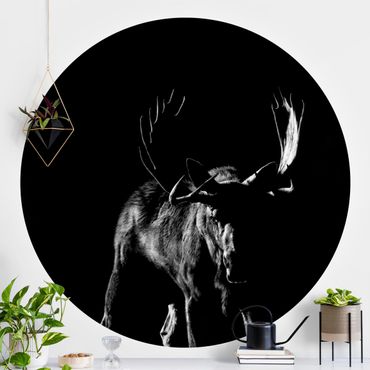 Self-adhesive round wallpaper - Bull In The Dark