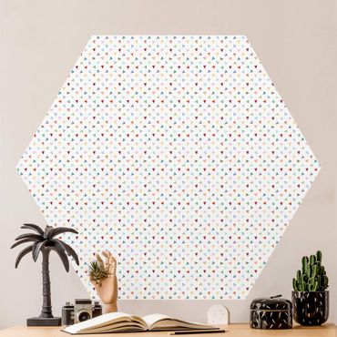 Self-adhesive hexagonal pattern wallpaper - Colourful Watercolour Triangles